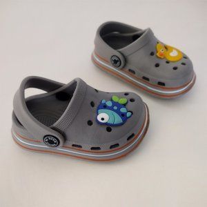 Kids Gray Striped Ventilated Waterproof Clogs